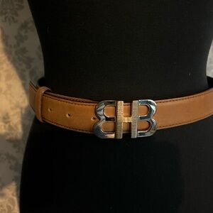 Hugo Boss Brown Silver Leather Belt